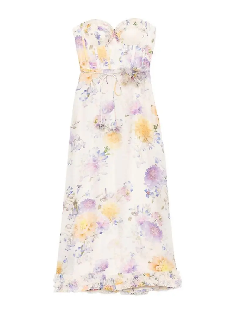 Vestito midi con stampa floreale Multicolore