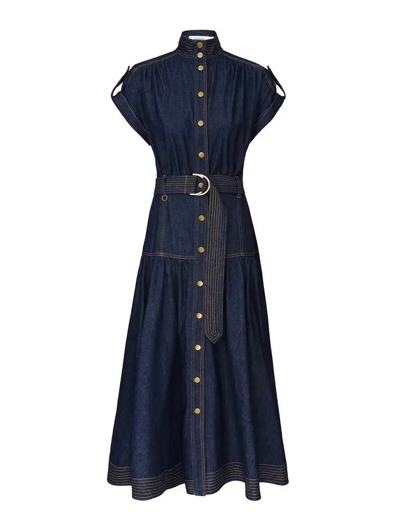 Vestito midi in denim Blu