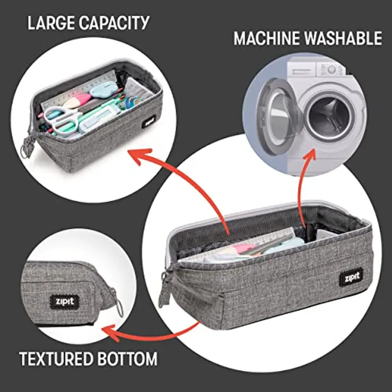 ZIPIT Lenny - Astuccio portapenne, per adulti, apertura ampia con chiusura a cerniera, può contenere fino a 55 penne miniatura 3