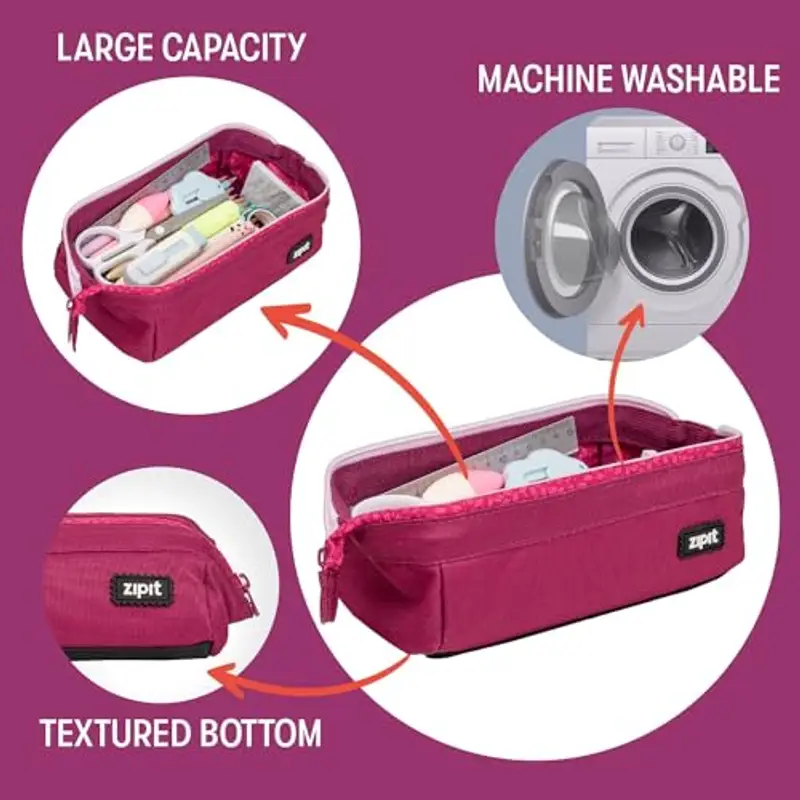 ZIPIT Lenny - Astuccio portapenne, per adulti, apertura ampia con chiusura a cerniera, può contenere fino a 55 penne miniatura 3