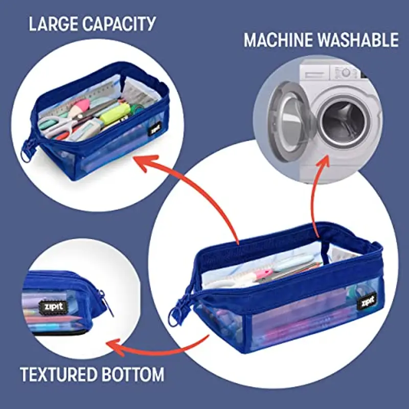 ZIPIT Mesh - Astuccio portapenne per adulti, apertura ampia con chiusura a cerniera, può contenere fino a 55 penne miniatura 3