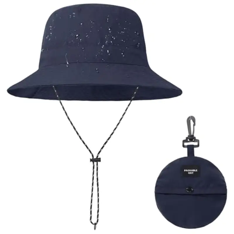 ZKGYUS Cappello da pescatore pieghevole, cappello da uomo e da donna con parasole, cappello da caccia estivo impermeabile, adatto per pesca all'aperto, escursionismo, campeggio, viaggi, blu navy