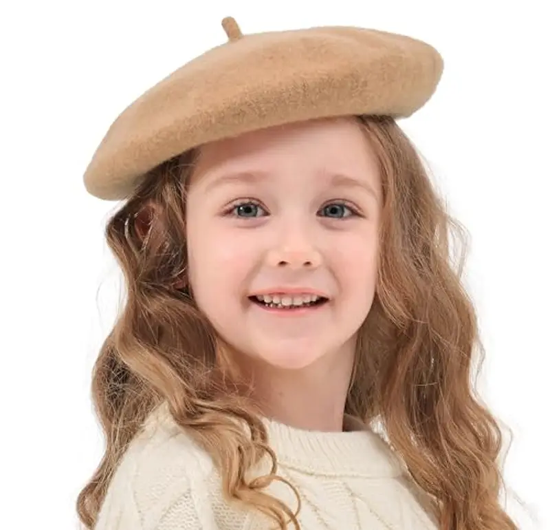 ZLYC Ragazza Classico Artista Francese Berretto Berretto, cammello, S