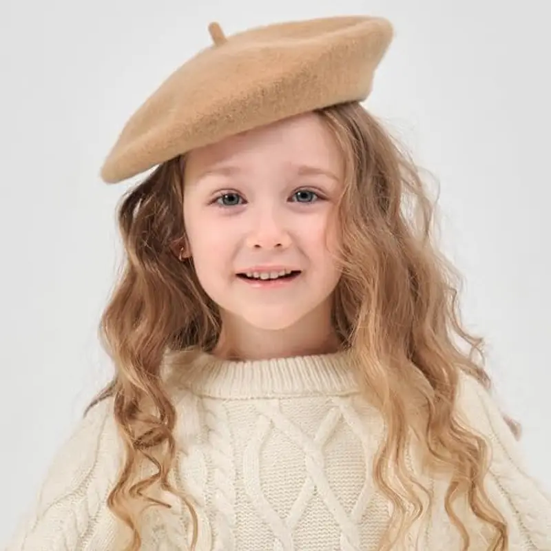 ZLYC Ragazza Classico Artista Francese Berretto Berretto, cammello, S miniatura 3