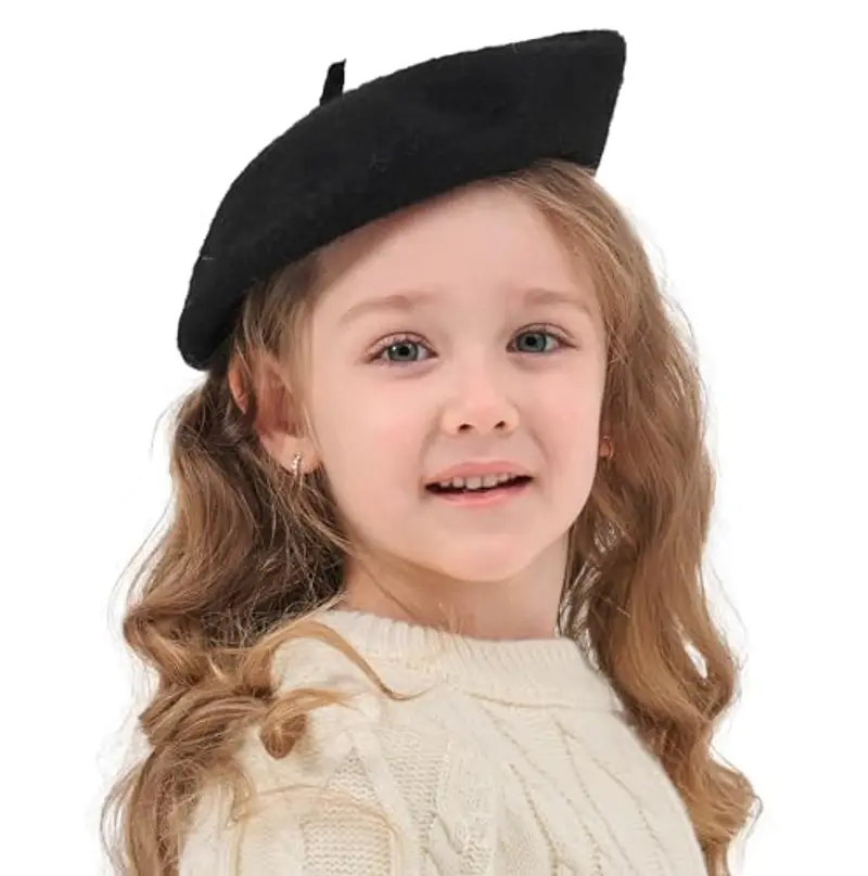 ZLYC Ragazza Classico Artista Francese Berretto Berretto, Nero , S