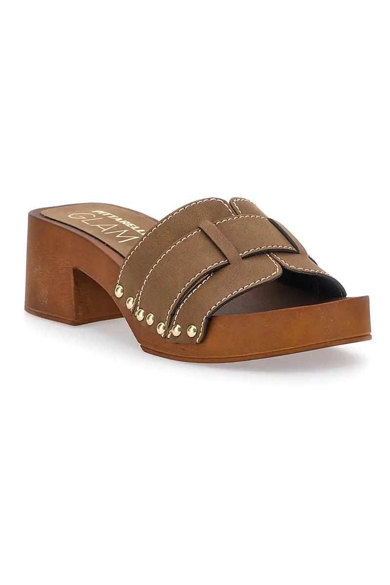 Zoccoli Ciabatte Marroni Con Tacco a Blocco Pittarello 8657 miniatura 2