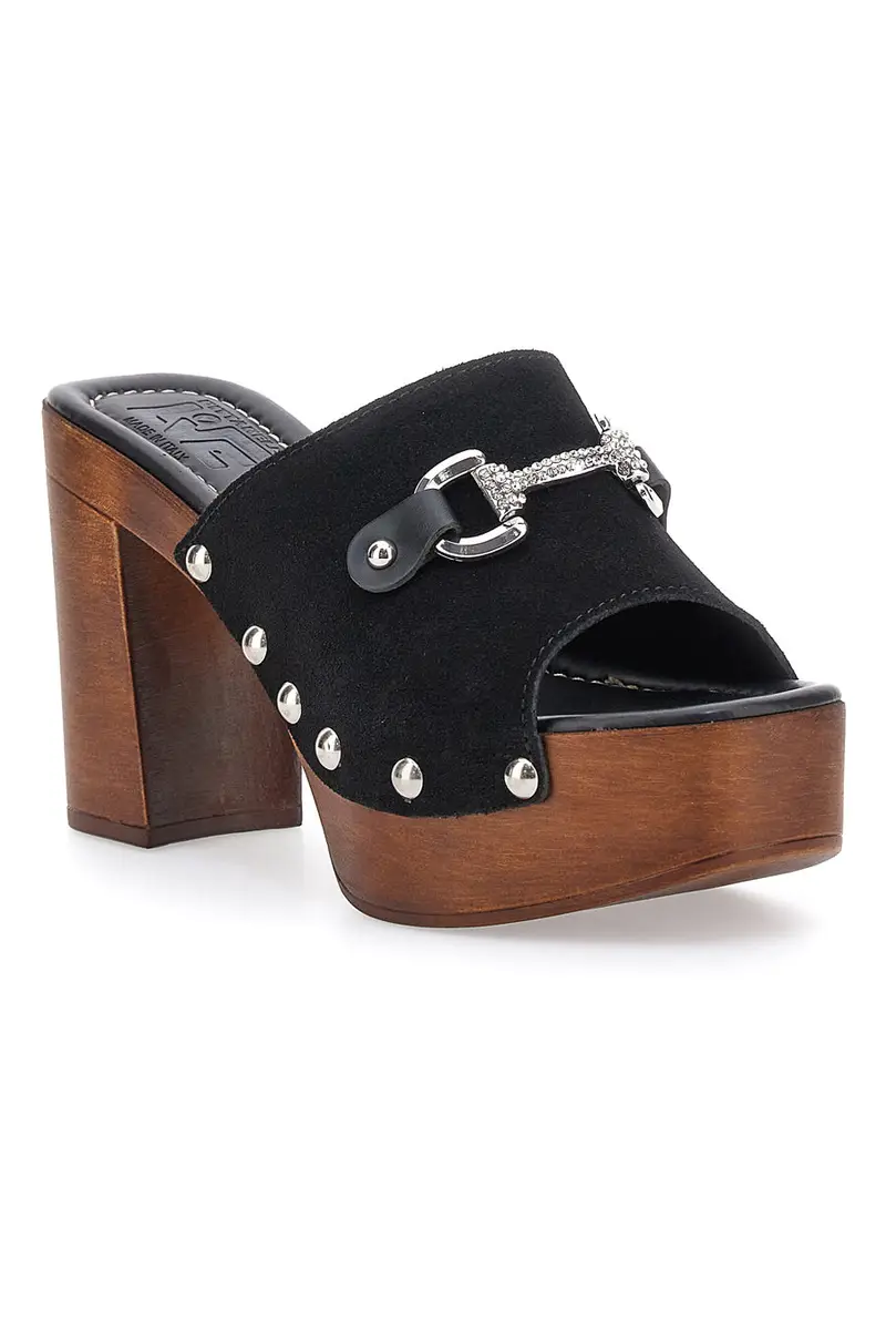 Zoccoli Neri con Morsetto Vera Pelle Pittarello Love 35011P miniatura 2