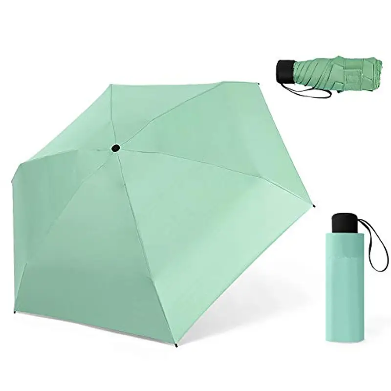 ZOCONE Mini Ombrello da Viaggio, Mini Ombrello Ultraleggero Portatile Compatto Ombrello Pieghevole Ombrello da Viaggio, 99% UV Resistenza & 100% Impermeabile (Verde)