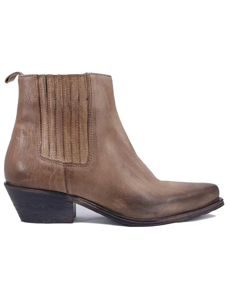 Stivaletti texani donna in pelle taupe con tacco basso Donna NEVIS03 016