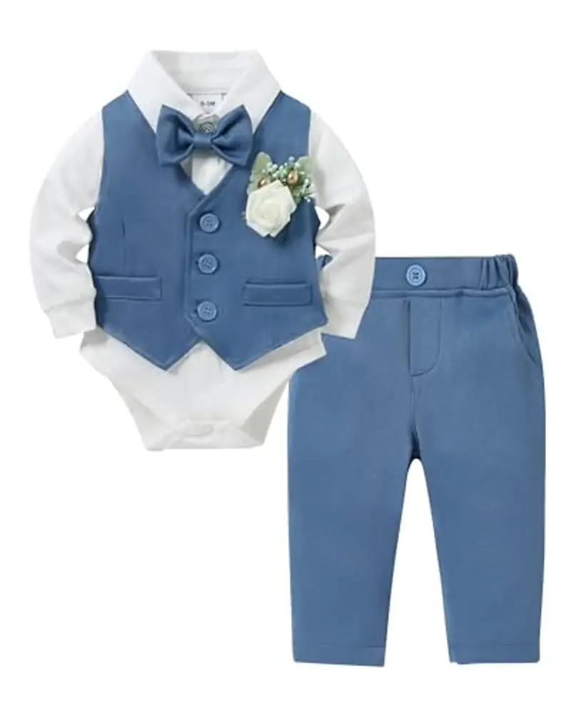 Zoerea Completini e Coordinati per Bambino, Ragazzino Battesimo Cerimonia Pagliaccetto Abbigliamento Set Pagliaccetto