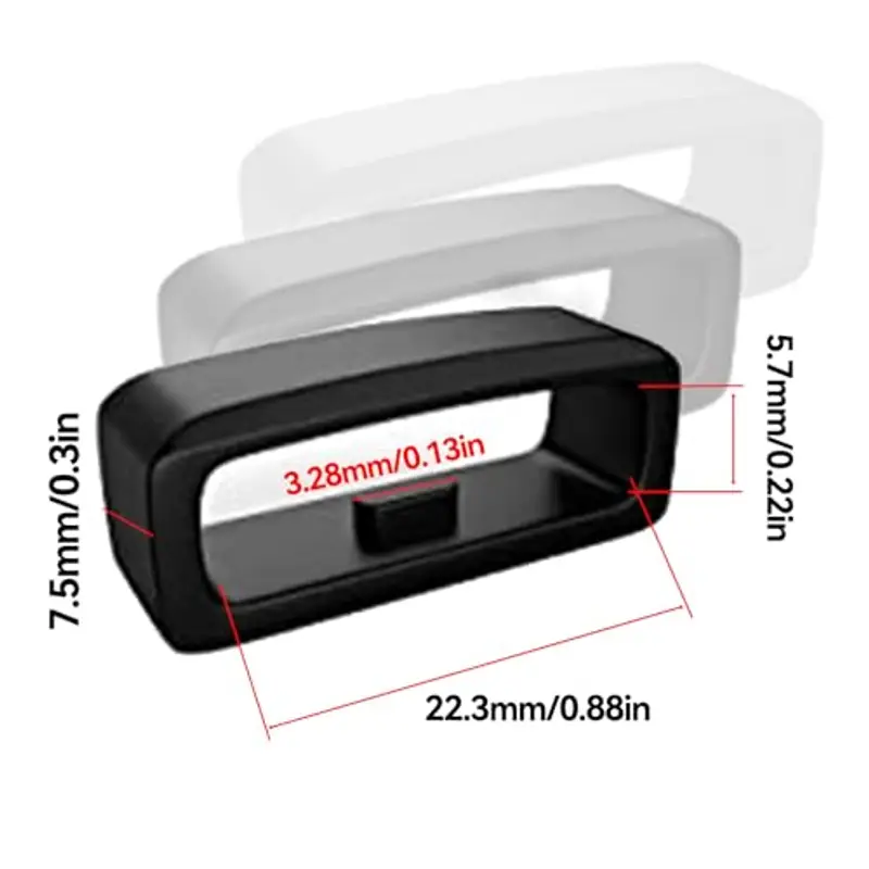 ZoeTekway Confezione da 6 passanti per cinturino di ricambio, passante per cinturino in silicone, supporto per cinturino in silicone, supporto per cinturino, diametro 22 mm cinturino nero miniatura 2