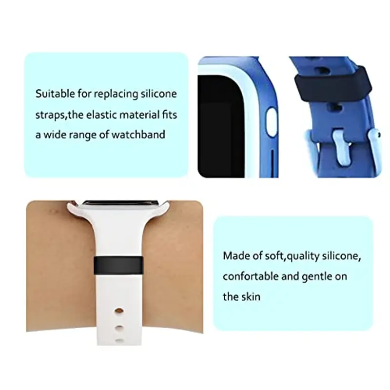 ZoeTekway Confezione da 6 passanti per cinturino di ricambio, passante per cinturino in silicone, supporto per cinturino in silicone, supporto per cinturino, diametro 22 mm cinturino nero miniatura 3