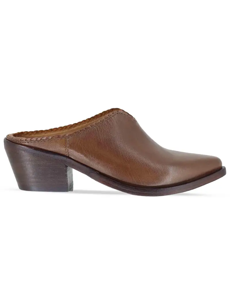 Mule in pelle cuoio con tacco in cuoio Donna 261-303-23 MOCHA