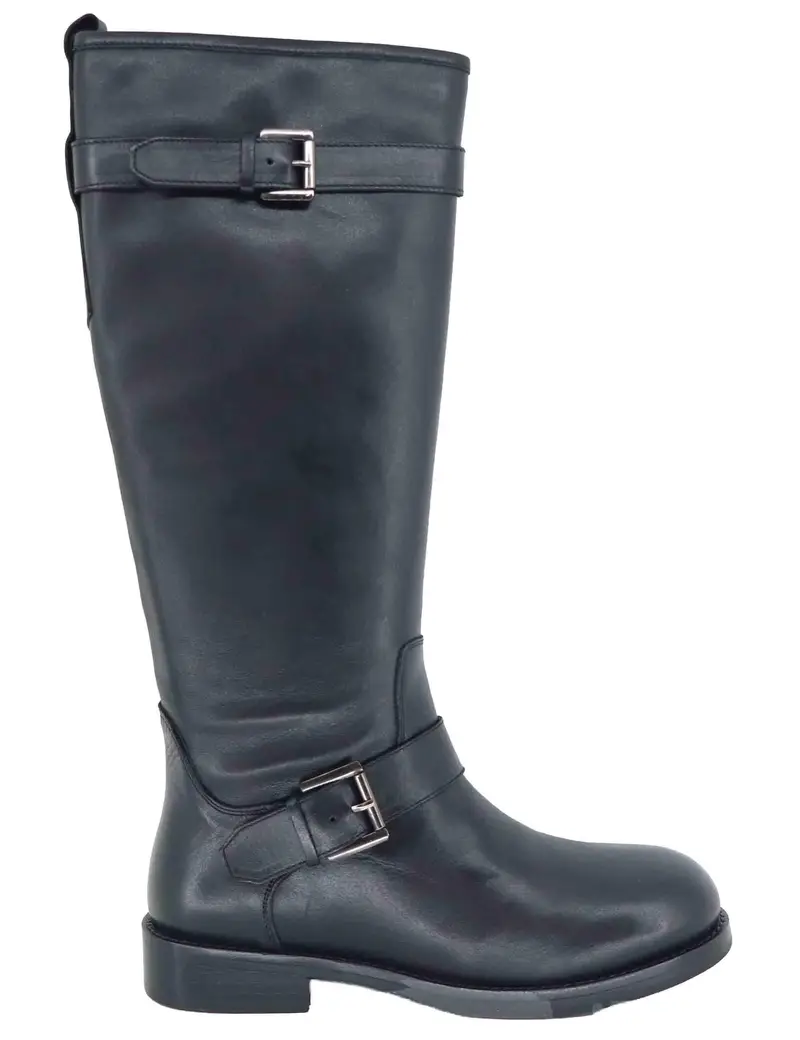 Stivali in pelle nera con tacco basso Donna 252-22-20 001