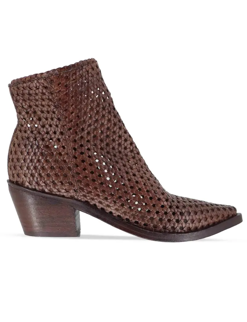 Texani in pelle intrecciata cuoio Donna 261-303-19 BROWN