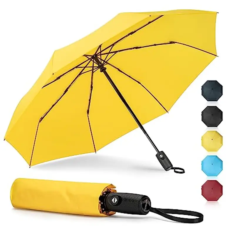 ZOMAKE ombrello pieghevole automatico,42 pollici ombrello pioggia antivento robusto,ombrello piccolo portatile da viaggio per uomo e donna(Giallo)