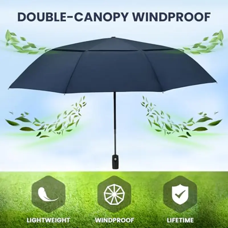 ZOMAKE ombrello pieghevole automatico, 46 pollici ombrello pioggia antivento robusto, ombrello piccolo portatile da miniatura 3