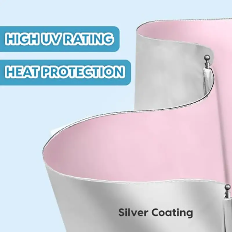 ZOMAKE Ombrellone, UPF 50 + Protezione UV Ombrello, Automatico Aprire e Chiudere Ombrello, Rivestimento d'Argento Ombrello Piccolo, Ombrello Tascabile Pieghevole(Argento Rosa) miniatura 3