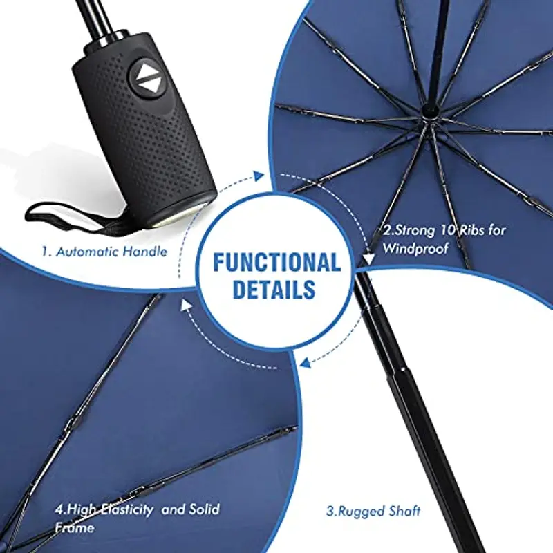 ZOMAKE Paraguas - Ombrello da viaggio compatto, 10 costole, portatile, pieghevole, per pioggia, antivento, piccolo miniatura 3