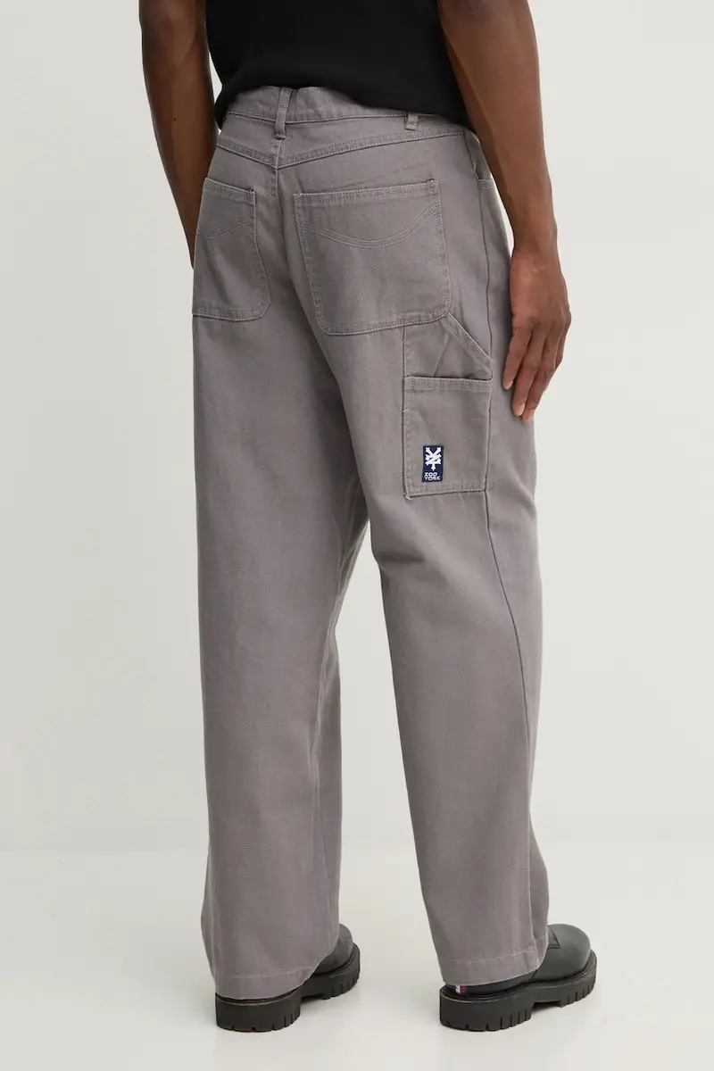 pantaloni in cotone colore grigio 60010001 miniatura 3
