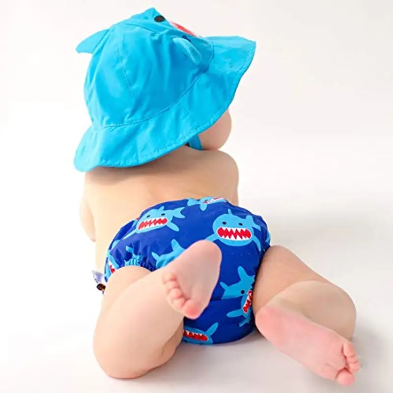 Zoocchini - Set Baby Costumino Contenitivo e Cappellino, Multicolore (Squalo), M (6-12 mesi), 1 unità, 1 miniatura 3
