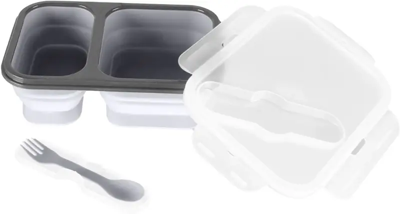 Silicone Box grande set posate grigio 21x15 cm