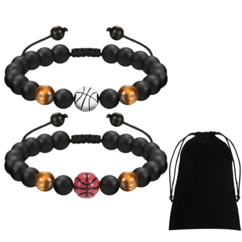 ZOPBA 2 pezzi Braccialetti da Pallacanestro, braccialetti dell'amicizia, regalo per ragazzi, Regali di Compleanno e Natale per Ragazzo, Regali per Figli, Nipoti e Fratelli, Lega di basket