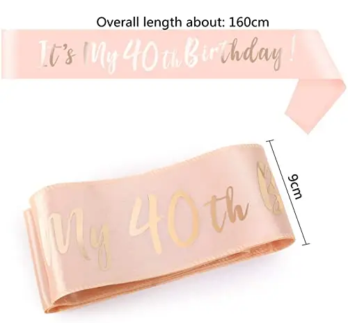 ZSLJSWDZ Fasce corona Strass, sciarpa di buon compleanno, per 40 anni, da donna, regalo di compleanno miniatura 3