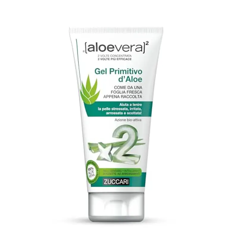 Zuccari ALOEVERA² Gel Primitivo d'Aloe, Tubo da 150ml, 100% Puro Gel di Aloe Vera Non Pastorizzato, Lenitivo e Idratante per Pelli Sensibili e Stressate