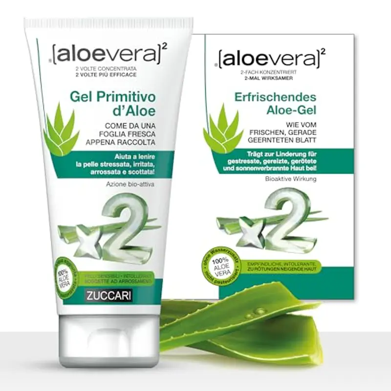Zuccari ALOEVERA² Gel Primitivo d'Aloe, Tubo da 150ml, 100% Puro Gel di Aloe Vera Non Pastorizzato, Lenitivo e Idratante per Pelli Sensibili e Stressate miniatura 2