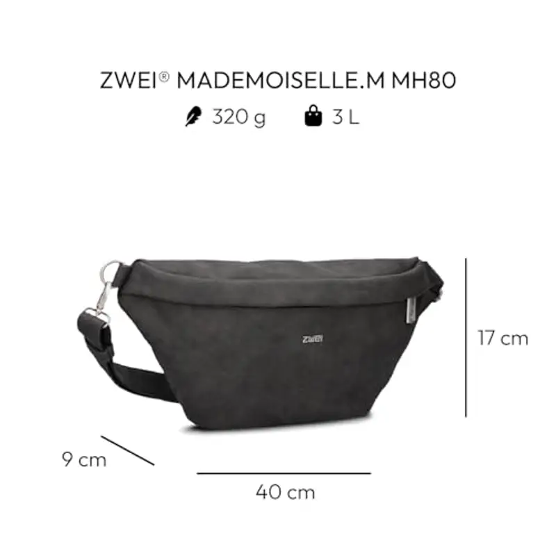 zwei Mademoiselle.M MH80 Crossbag Nubuk-Stone miniatura 2