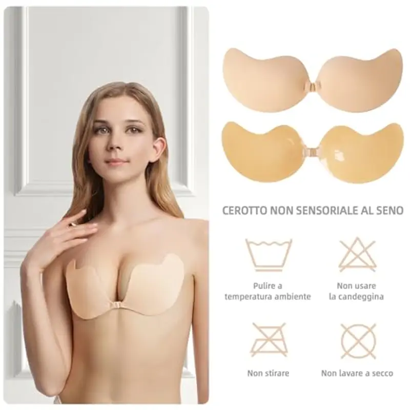 Zynxel Reggiseno Invisibile, Reggiseno Adesivo, Push Up Adesivo Silicone, Copricapezzoli Riutilizzabili Donne, Sollevatore miniatura 2