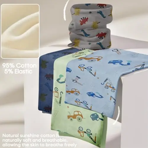 ZYUPHY 4 Pezzi Scaldacollo Bambini Cotone Sciarpa Bambina Bambino Invernale Autunno Primavera Sciarpa Bambini miniatura 3