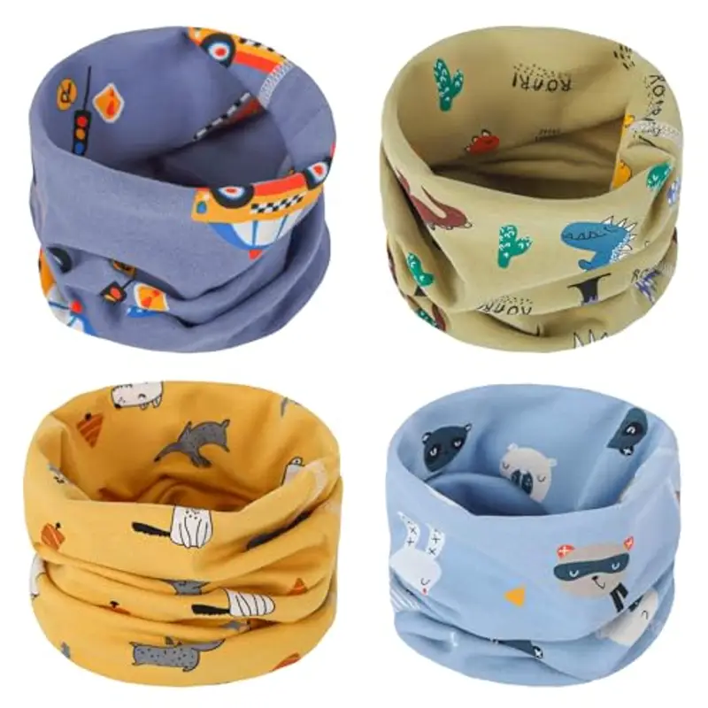 ZYUPHY 4 Pezzi Scaldacollo Bambini Cotone Sciarpa Bambina Bambino Invernale Autunno Primavera Sciarpa Bambini Multifunzione Bandana Tubolare Unisex per Ragazzi e Ragazze