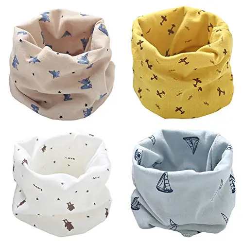 ZYUPHY 4 Pezzi Scaldacollo Bambino Cotone Bebè Sciarpa Bambina Bambino Invernale Autunno Primavera Sciarpa Bambini