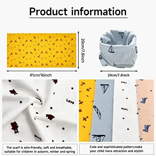 ZYUPHY 4 Pezzi Scaldacollo Bambino Cotone Bebè Sciarpa Bambina Bambino Invernale Autunno Primavera Sciarpa Bambini miniatura 2