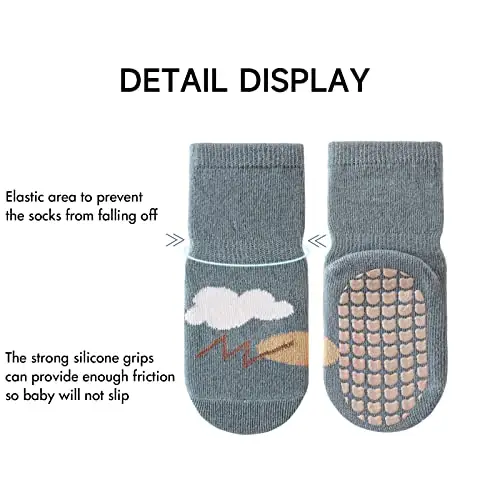 ZYUPHY Calzini Antiscivolo Bambino 5 paia Cotone Calzini Antiscivolo Bambina Ragazze Ragazzi Animali Cartoni Animati miniatura 3