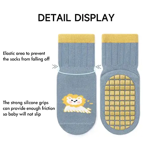 ZYUPHY Calzini Antiscivolo Bambino 5 paia Cotone Calzini Antiscivolo Bambina Ragazze Ragazzi Animali Cartoni Animati miniatura 3