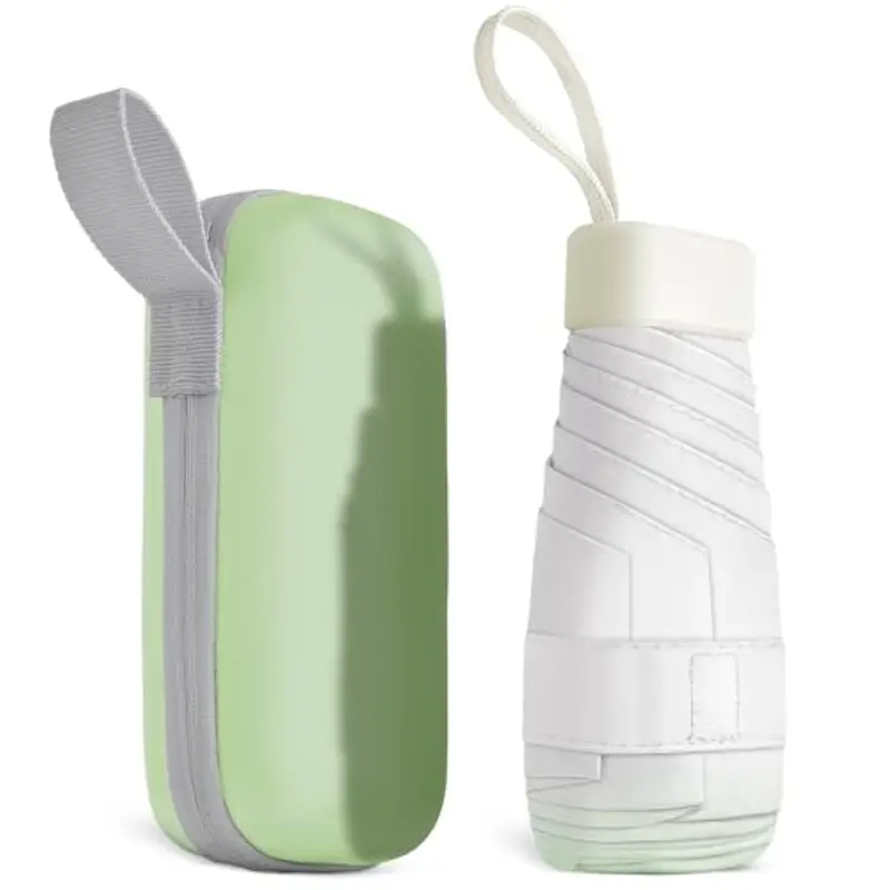 Aolso Mini Ombrello,6 Costole Ombrello Pieghevole Antivento da Viaggio,Ombrelli Piccolo,UPF>50+ Ombrelli da Sole/Pioggia-Verde Sfumato