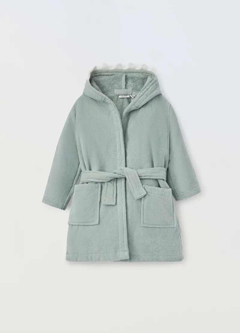 , Accappatoio In Puro Cotone Neonato, Bambino, Verde salvia