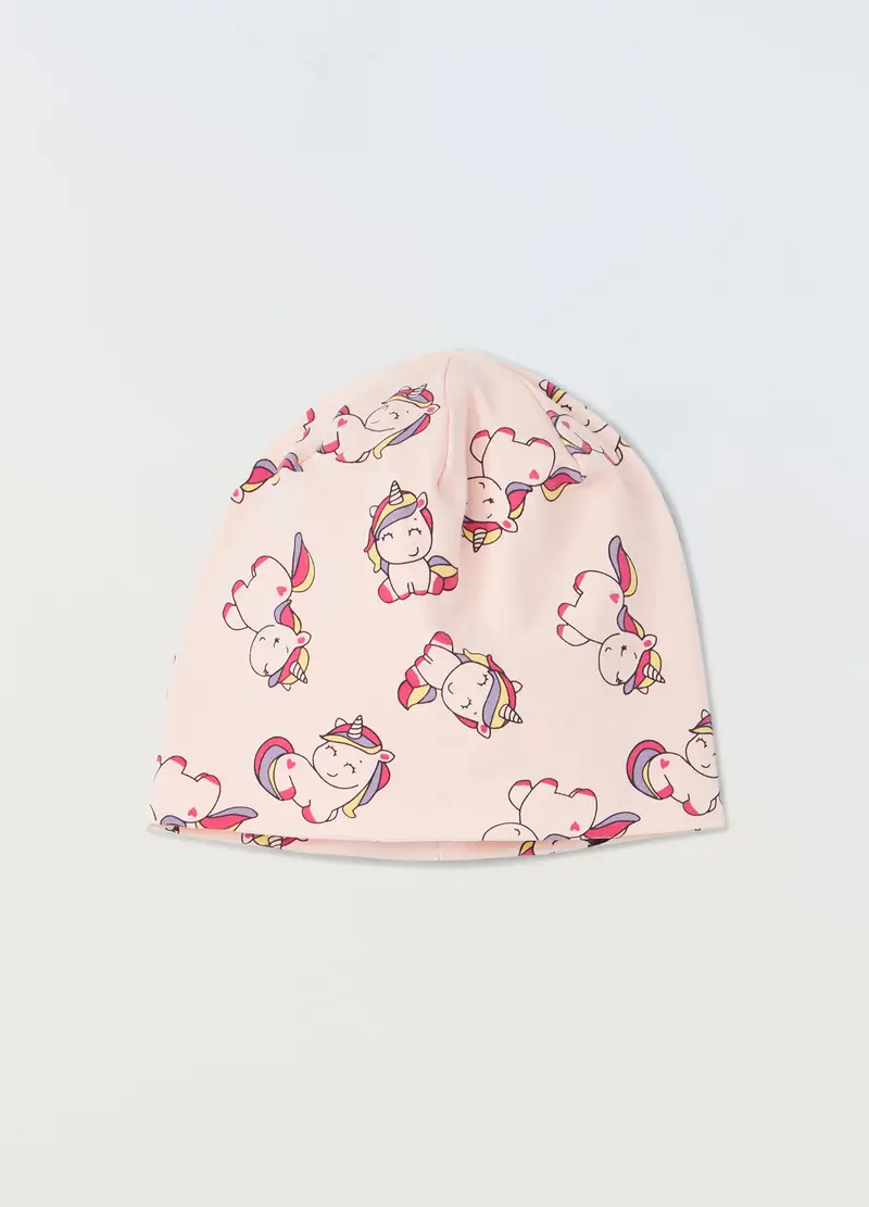 , Berretto In Cotone Stretch Neonata, Rosa