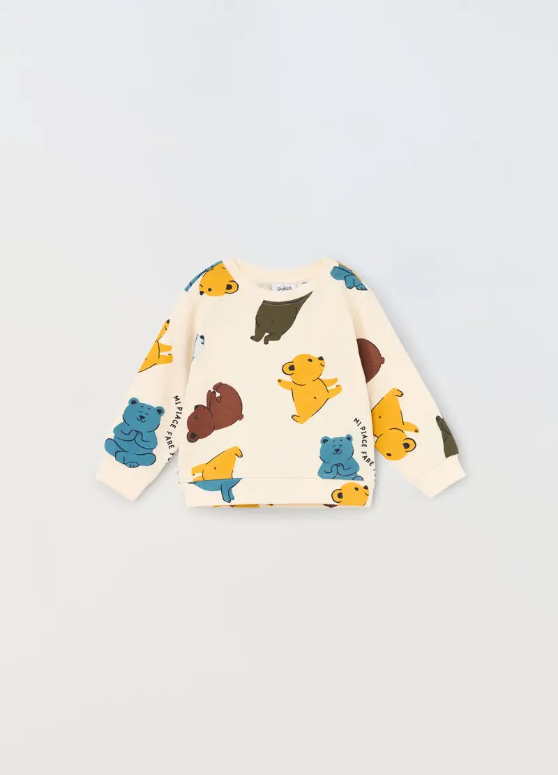 , Felpa Girocollo In Puro Cotone Neonato, Bambino, Bianco