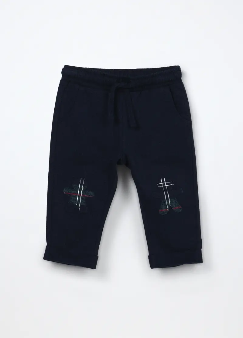 , Jogger In Puro Cotone Fleece Neonato, Bambino, Blu scuro