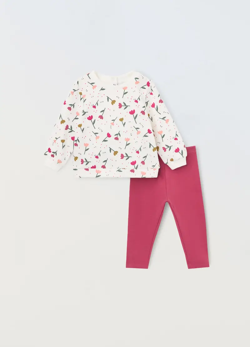 , Jogging Set In Fleece Di Puro Cotone Neonata, Bambina,...