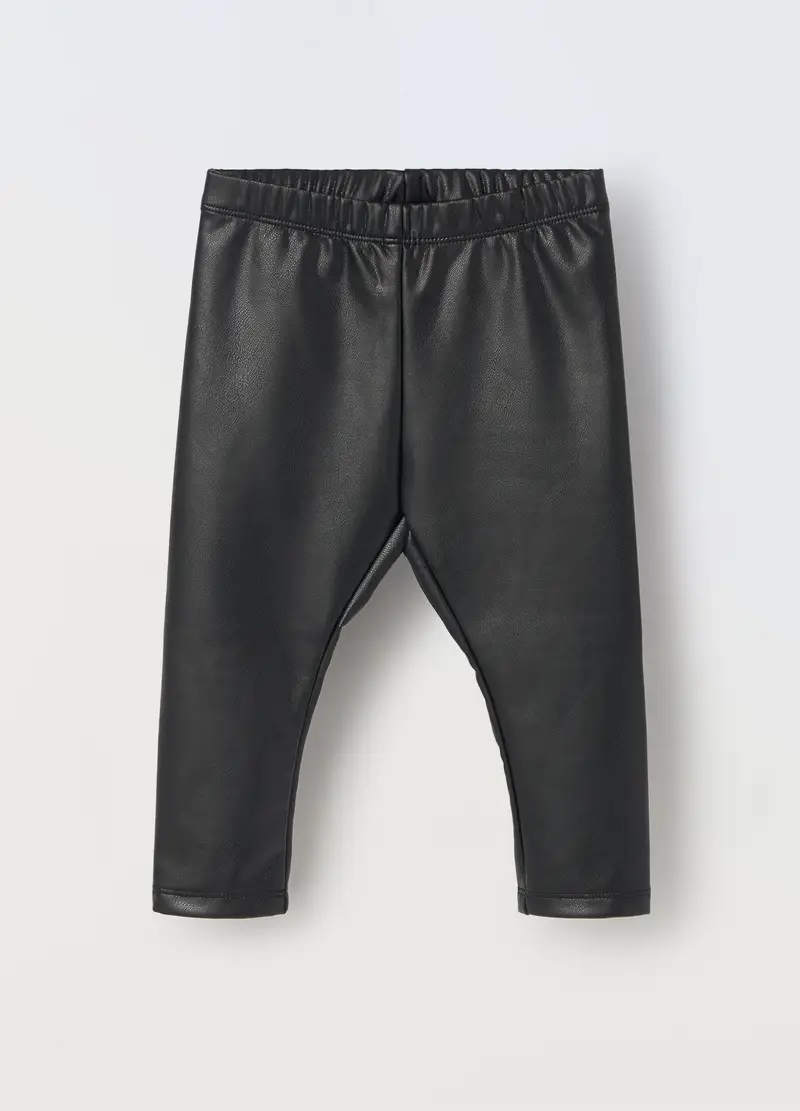 , Leggings In Ecopelle Neonata, Bambina, Nero