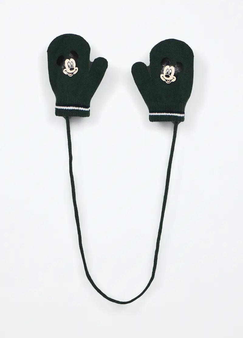 , Manopole Tricot Con Stampa Neonato, Verde scuro, .U