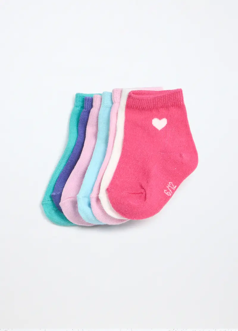 , Pack7 Calze Corte Misto Cotone Neonato, Unisex, Verde...