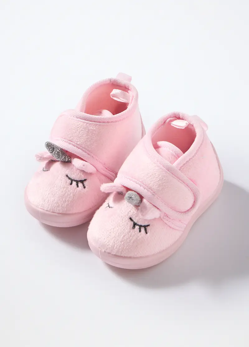 , Scarpine Con Applicazioni E Ricami Neonata, Unisex, Rosa