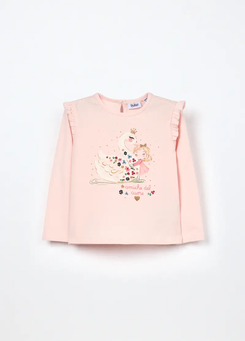 , T-shirt In Jersey Di Cotone Stretch Neonata, Bambina,...