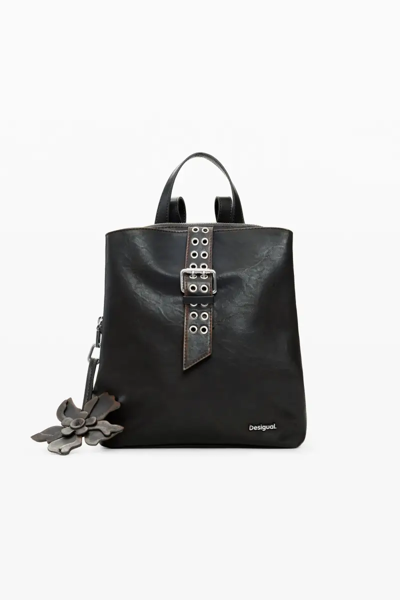 Zaino piccolo con applicazioni floreali BROWN